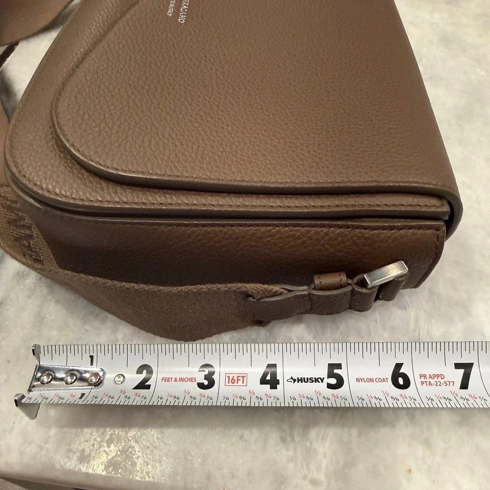 Salvatore Ferragamo Fiamma‎ Crossbody Bag in tan pebbled leather